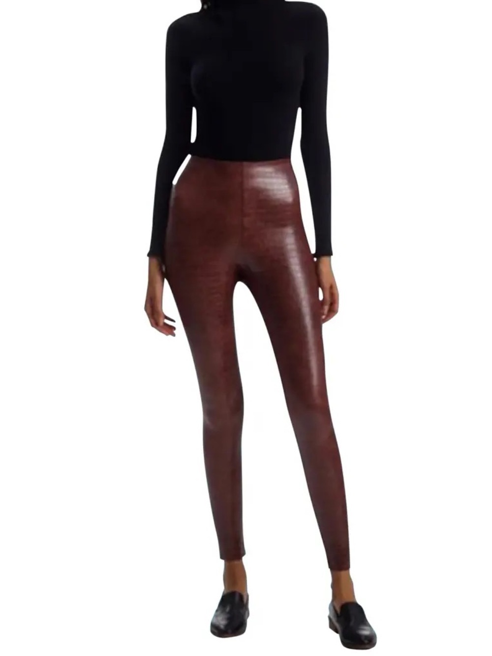 7 For All Mankind Brown Crocodile Faux Leather High Rise Skinny Legs Medium NWT